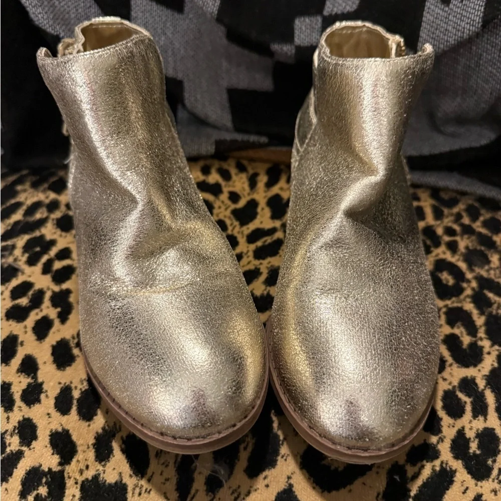 Nina Gold Ankle Boots with Buckles and Zipper